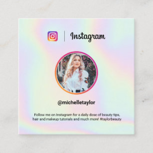 Tarjeta De Presentación Foto de Instagram del holográfico arco iris pastel