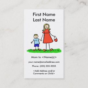 Tarjeta De Presentación Foto de mamá y su hijo Personalizado llamando a ta