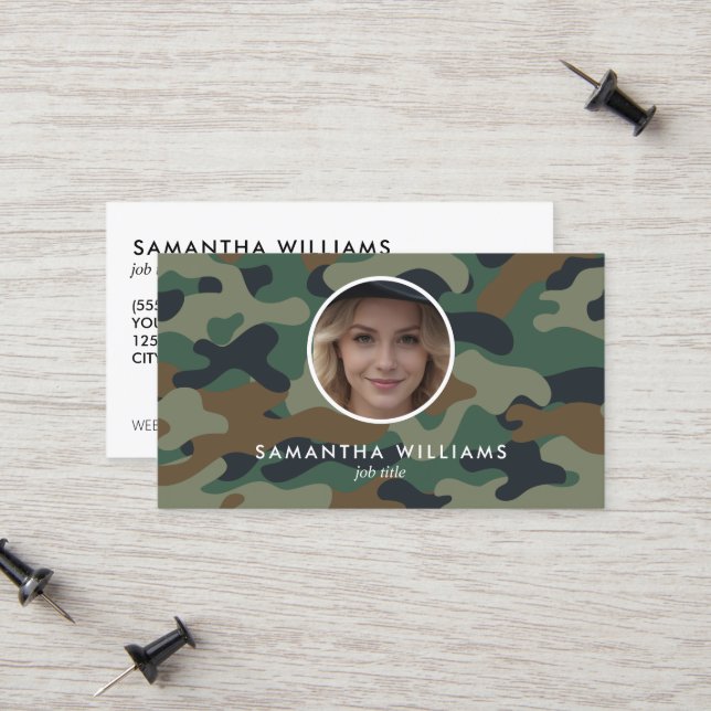 Tarjeta De Presentación Foto QR del Ejército Militar (Anverso/Reverso In Situ)