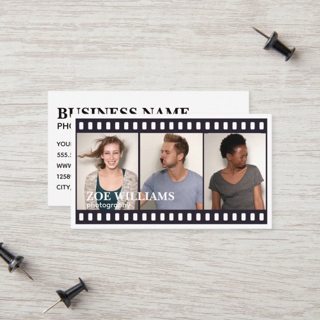 Tarjeta De Presentación Fotografía de tiras de película de Booth (Anverso/Reverso In Situ)