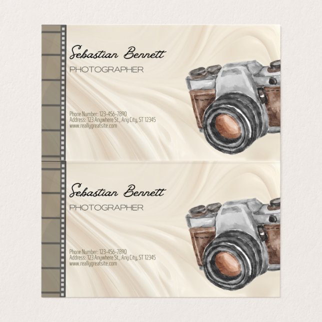 Tarjeta de presentación fotográfica de cámara de v (Interior desplegado)