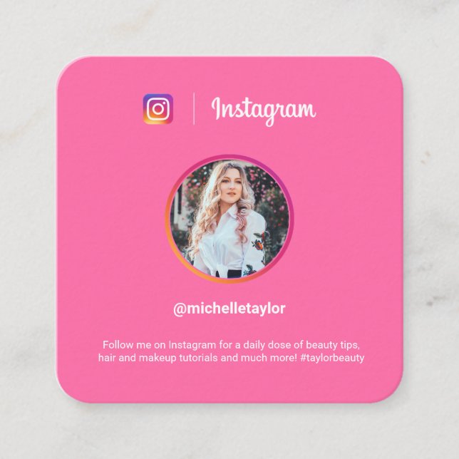 Tarjeta De Presentación Fotos de moda en Instagram en los medios sociales  (Anverso)