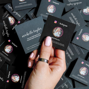 Tarjeta De Presentación Fotos de moda en Instagram en medios sociales negr