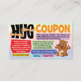 Tarjeta De Presentación Free Hug Coupons - Gift for Wife, Husband, Kids