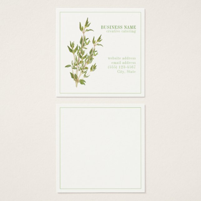 Tarjeta de presentación FRESCO THYME 2.5 Square (Anverso y reverso)