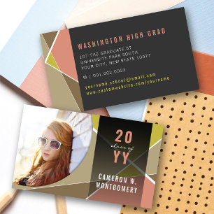 Tarjeta De Presentación Fucsia Líneas Geométricas con Estilo Mod Foto Grad