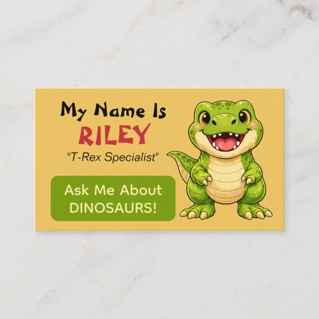 Tarjeta De Presentación Fun Personalized Kids Dinosaur Theme  (Anverso)