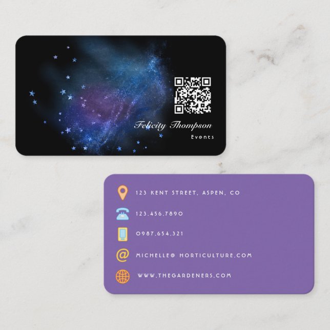 Tarjeta de presentación Galaxy Purpurina (Anverso / Reverso)