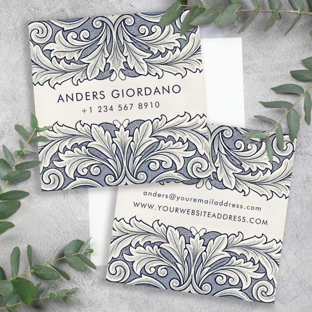 Tarjeta De Presentación Galería o Boutique Damask elegante de Italia (Subido por el creador)