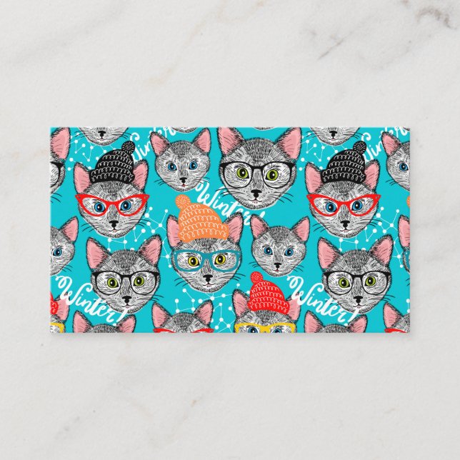 Tarjeta De Presentación Gato en el gorra (Anverso)