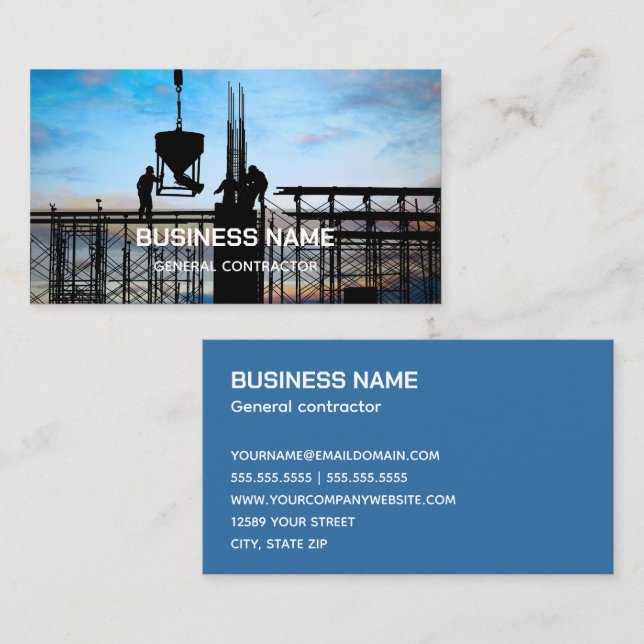 Tarjeta de presentación general del contratista (Anverso / Reverso)