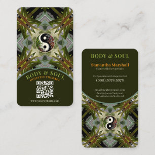 Tarjeta De Presentación Geometría Verde Medicina Vegetal Yin Yang Holístic