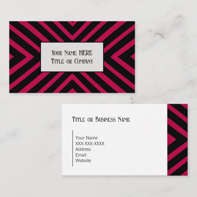 Tarjeta de presentación geométrica rosa negrita (Anverso / Reverso)