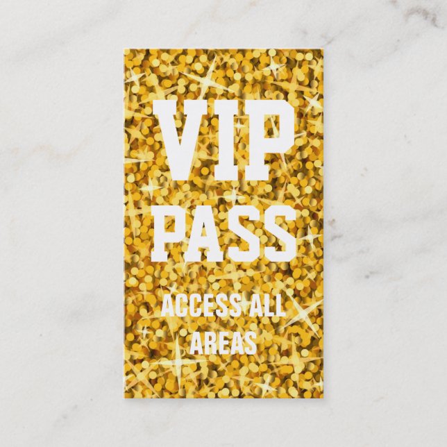 Tarjeta de presentación Glitz "Gold" 'VIP PASS' (Anverso)