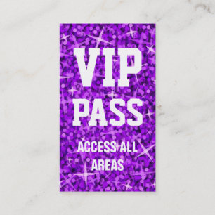 Tarjeta de presentación Glitz Purple 'VIP PASS'