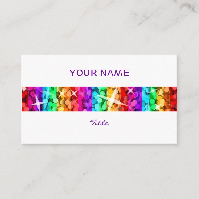Tarjeta de presentación Glitz Rainbow Stripe con r (Anverso)