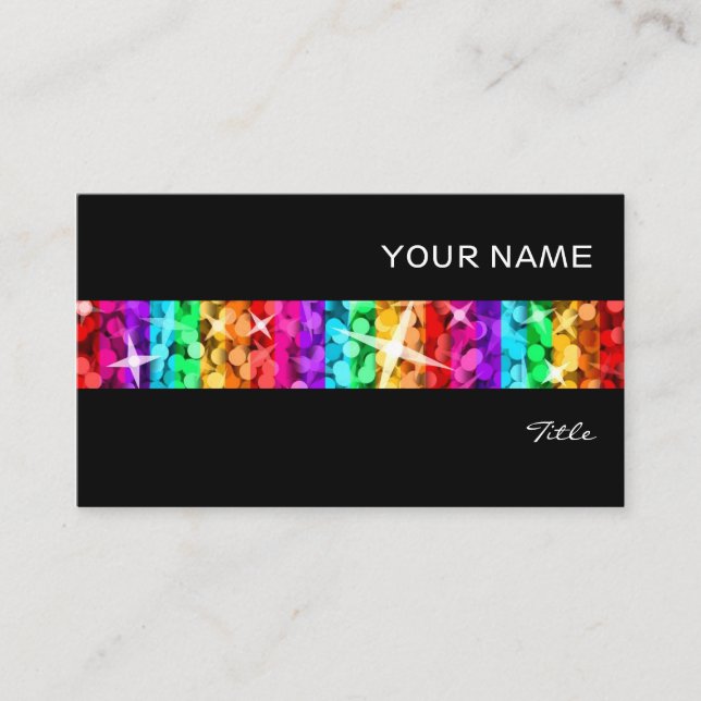 Tarjeta de presentación Glitz Rainbow Stripe negro (Anverso)