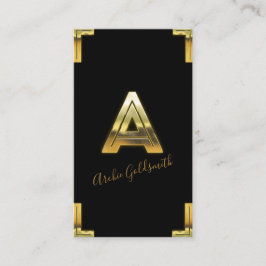 Tarjeta de presentación Gold A Inicial y Borders