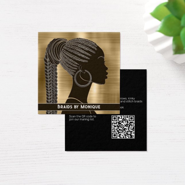 Tarjeta de presentación Gold Background Hair Braid (Escritorio)
