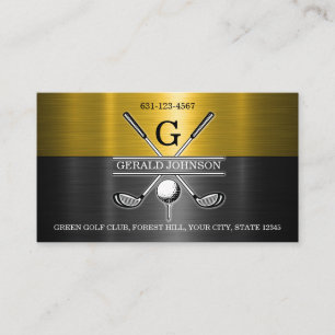 Tarjeta de presentación Gold-Black Elegant Golf Mo