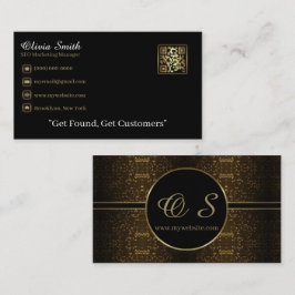 Tarjeta de presentación Gold Black Elegant QR Code