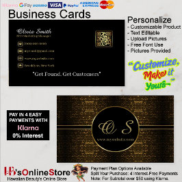 Tarjeta de presentación Gold Black Elegant QR Code