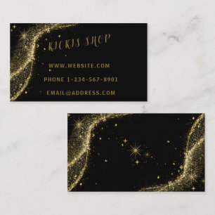 Tarjeta de presentación Gold Black Girly Star