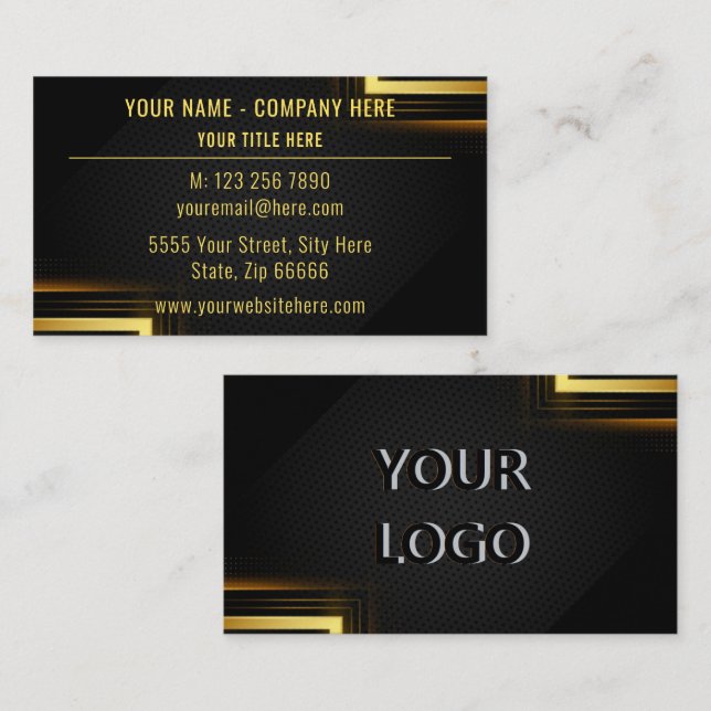 Tarjeta de presentación Gold Black personalizada c (Anverso / Reverso)