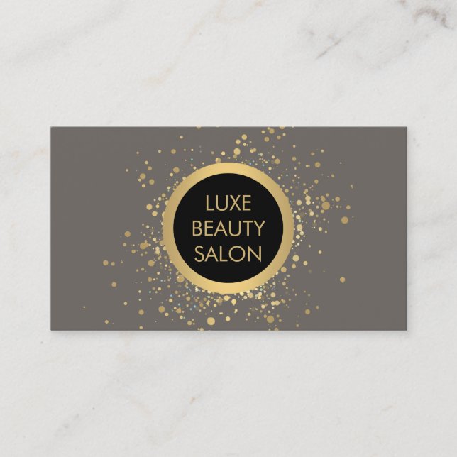 Tarjeta de presentación Gold Confetti Circle Gray (Anverso)
