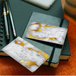 Tarjeta de presentación Gold Gray Marble Glam Vip
