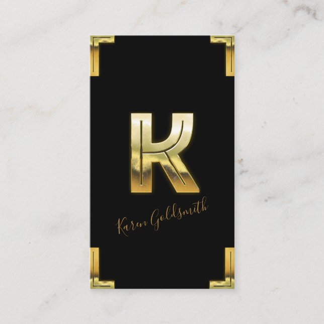Tarjeta de presentación Gold K Inicial y Borders (Anverso)