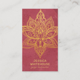 Tarjeta de presentación Gold Lotus Flower Elegant 