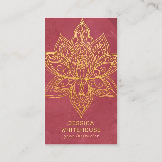 Tarjeta de presentación Gold Lotus Flower Elegant  (Anverso)