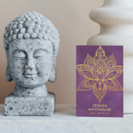 Tarjeta de presentación Gold Lotus Flower Elegant 