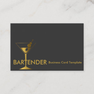 Tarjeta de presentación Gold Martini Cocktail Bart