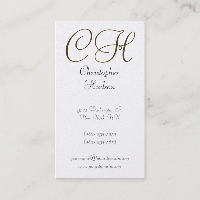 Tarjeta de presentación Gold Monogram Caliligraphy (Anverso)