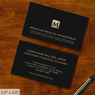 Tarjeta de presentación Gold Monogram Financial Pl