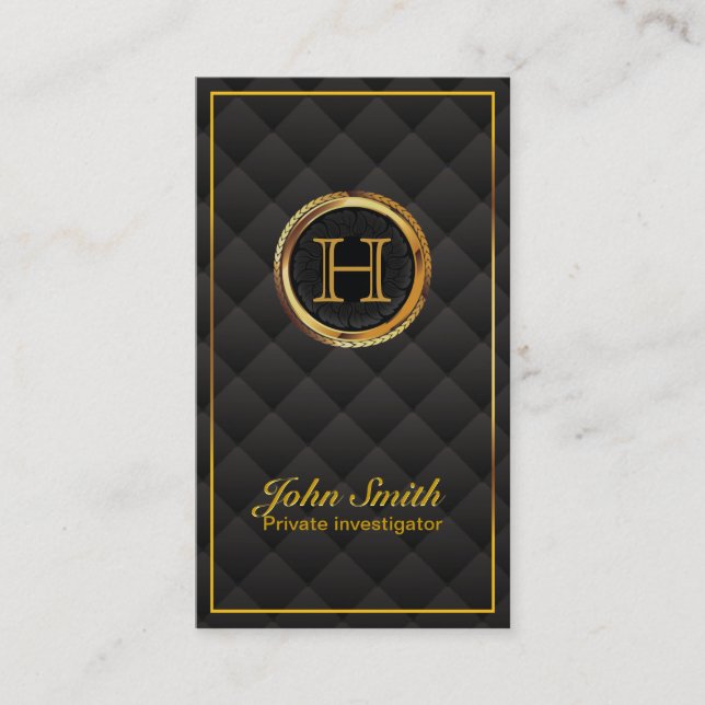 Tarjeta de presentación Gold Monogram Investigator (Anverso)