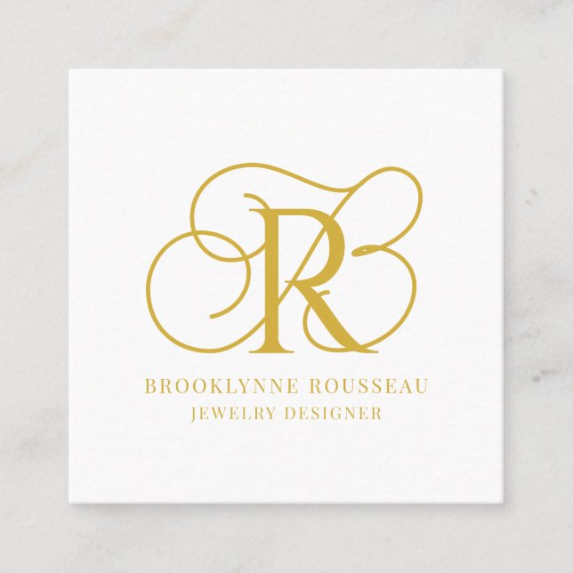 Tarjeta de presentación Gold Monogram JewelDesigne (Anverso)