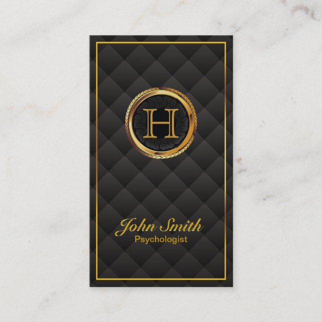 Tarjeta de presentación Gold Monograma Psicólogo (Anverso)