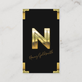 Tarjeta de presentación Gold N Inicial y Borders