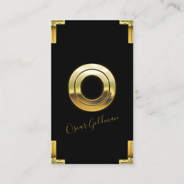 Tarjeta de presentación Gold O Inicial y Borders (Anverso)