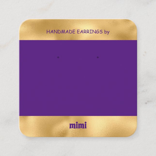 Tarjeta de presentación Gold Purple Luxury Earring (Anverso)