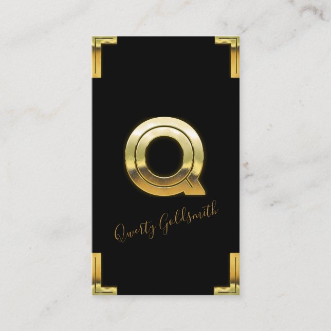 Tarjeta de presentación Gold Q Inicial y Borders (Anverso)
