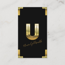 Tarjeta de presentación Gold U Inicial y Borders