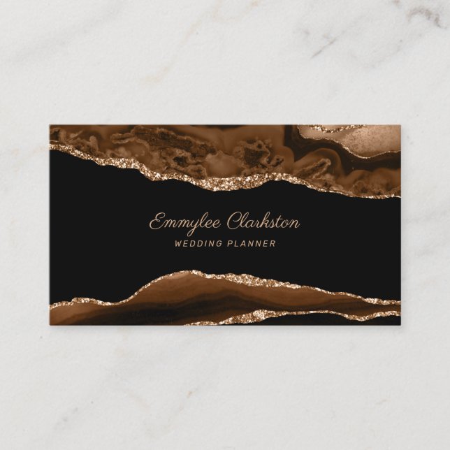 Tarjeta de presentación Gold y Brown Agate (Anverso)