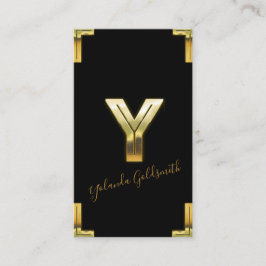 Tarjeta de presentación Gold Y Inicial y Borders