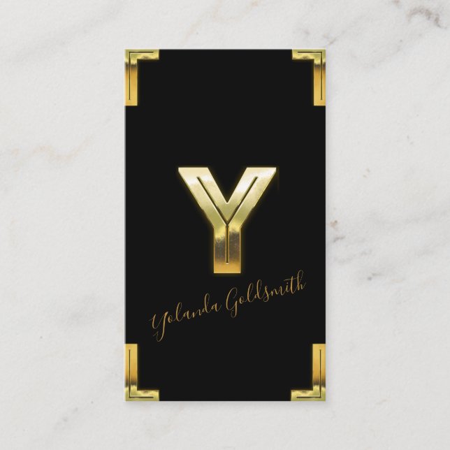 Tarjeta de presentación Gold Y Inicial y Borders (Anverso)