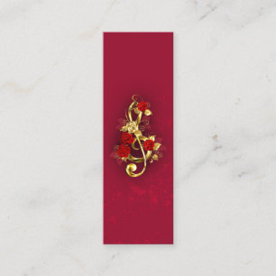 Tarjeta De Presentación Golden Treble Clef con flores Rosas