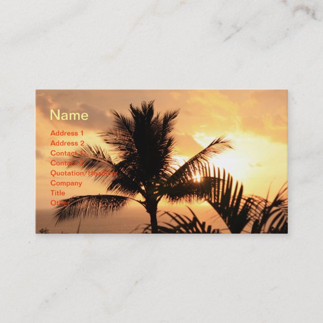 Tarjeta de presentación Golden Tropical Sunset y P (Anverso)